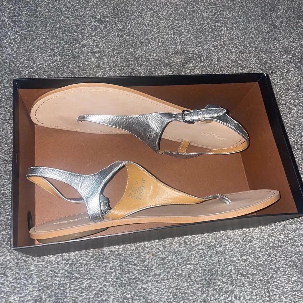 Metallic Leather Coach Sandals (NWT) - Size 11 - Picture 3 of 5